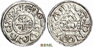 Денарий, Германия, Бавария, Heinrich II (1002-1024), м.д. Nabburg, монетарий ECIC, Hahn 1976, 74b1