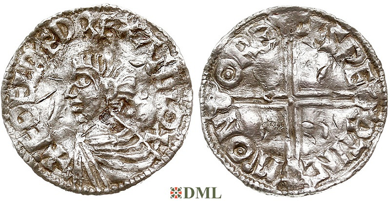 Денарий, Англия, Æthelred II (978-1016), м.д. Norwich, монетарий Swerting, North 774