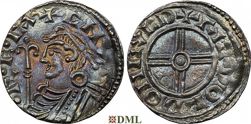Денарий, Англия, Cnut  (1016-1035), м.д. Guildford, монетарий Alfwold, North 790
