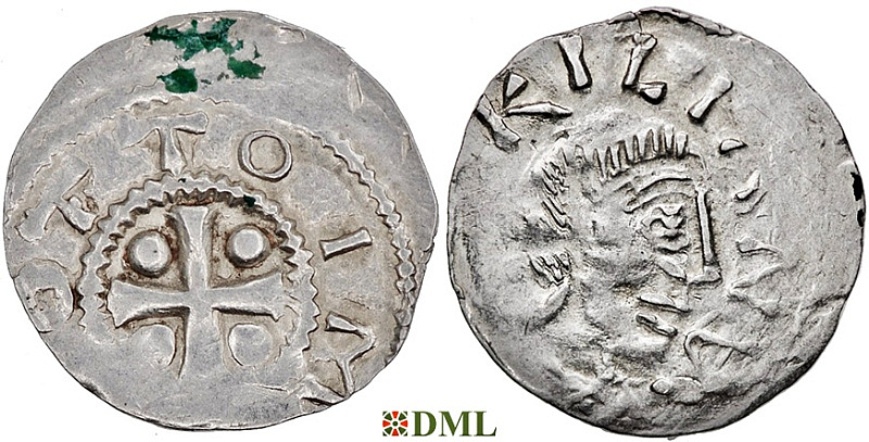 Денарий, Германия, Франкония, Otto III (983-1002), м.д. Wurzburg, Dbg. 856