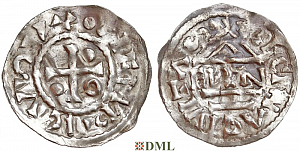 Денарий, Германия, Бавария, Hg. Heinrich II (985-995), м.д. Regensburg, монетарий ELIN, Hahn 1976, 22c2