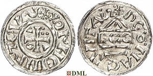 Денарий, Германия, Бавария, Heinrich II (1002-1024), м.д. Regensburg, монетарий ECCO, Hahn 1976, 27c1