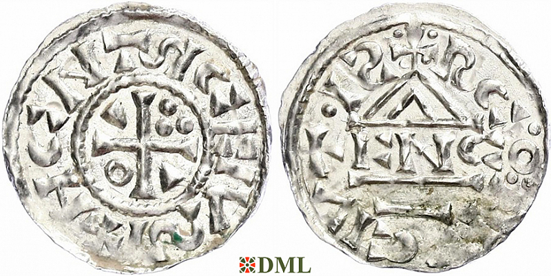 Денарий, Германия, Бавария, Heinrich II (1002-1024), м.д. Regensburg, монетарий ENCO, Hahn 1976, 27d8