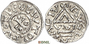 Денарий, Германия, Швабия, Liutolf (989-995), м.д. Augsburg, монетарий WI, Hahn 1976, 138a1.6