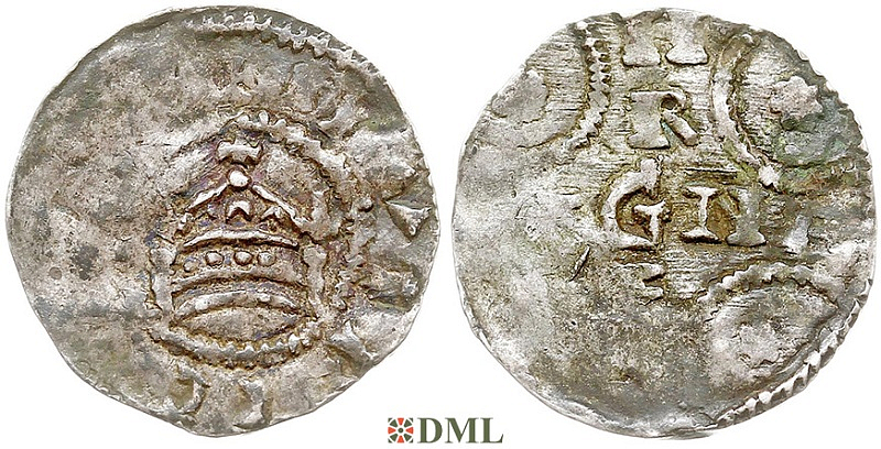 Денарий, Германия, Швабия, Heinrich II (1002-1024), м.д. Strassburg, Dbg. 915