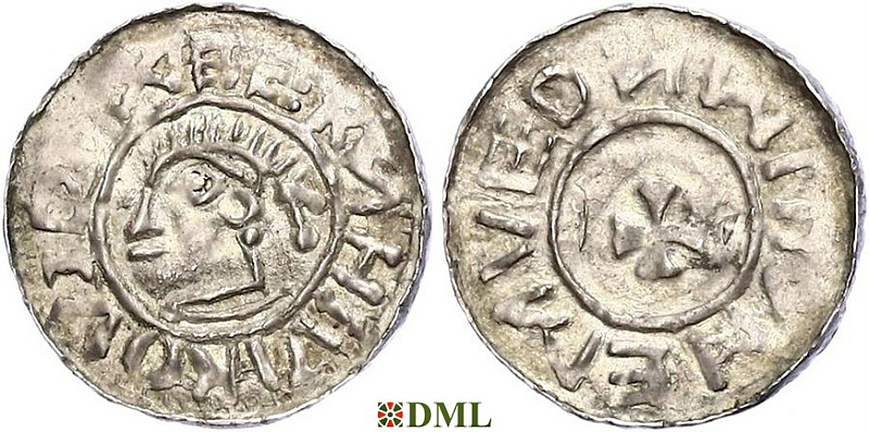 Денарий, Германия, Саксония, Bernhard I (973-1011), м.д. Luneburg, Dbg. 585