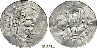 Денарий, Германия, Саксония, Adalbert (1043-1072), м.д. Bremen, Dbg. 1777