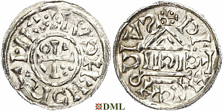 Денарий, Германия, Бавария, Heinrich II (1002-1024), м.д. Regensburg, монетарий CICII, Hahn 1976, 27b1