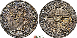 Денарий, Англия, Harthacnut (1035-1042), м.д. London, монетарий Wulstan, North 799