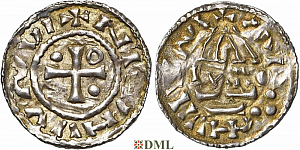 Денарий, Германия, Бавария, Heinrich II (985-995), м.д. Regensburg, монетарий MΛO, Hahn 1976, 22f1