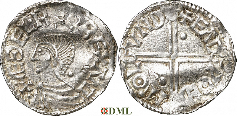 Денарий, Англия, Æthelred II (978-1016), м.д. London, монетарий Eadpold, North 774