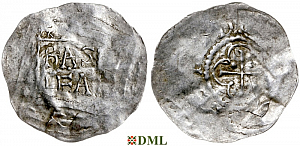 Денарий, Германия, Швабия, Adalbero II (999-1025), м.д. Basel, Dbg. 972
