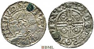Денарий, Англия, Cnut (1016-1035), м.д. Winchester, монетарий Leodmær, North 787