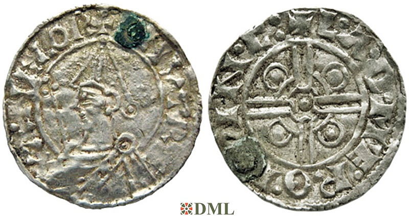 Денарий, Англия, Cnut (1016-1035), м.д. Winchester, монетарий Leodmær, North 787