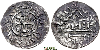 Денарий, Германия, Бавария, Heinrich IV (995-1002), м.д. Regensburg, монетарий ƆИƎ, Hahn 1976, 25c6.2