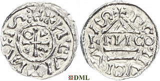 Денарий, Германия, Бавария, Heinrich II (1002-1024), м.д. Regensburg, монетарий EИCO, Hahn 1976, 27d9