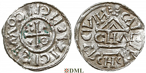 Денарий, Германия, Бавария, Kg. Heinrich II (1002-1024), м.д. Nabburg, монетарий CHA, Hahn 1976, 76a1