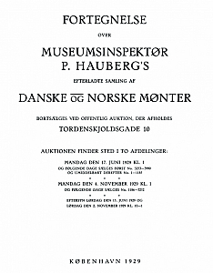 Haubergs P. Peter Haubergs efterladte samling af danske og norske Mønter, København 1929