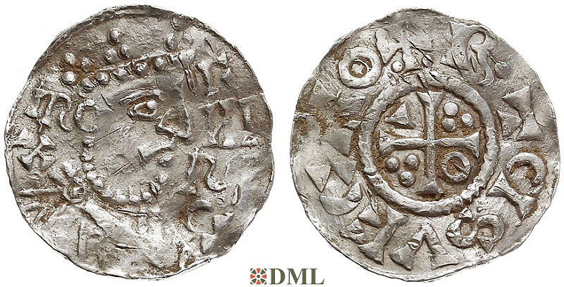 Денарий, Германия, Бавария, K. Heinrich II (1014-1024), м.д. Regensburg, монетарий ECHO, Hahn 1976, 29b1