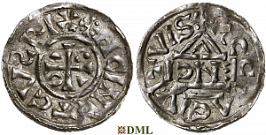 Денарий, Германия, Бавария, Heinrich II (1002-1024), м.д. Regensburg, монетарий ENCI, Hahn 1976, 27d2.2