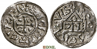 Денарий, Германия, Бавария, Heinrich II (1002-1024), м.д. Regensburg, монетарий ENCI, Hahn 1976, 27d2.2