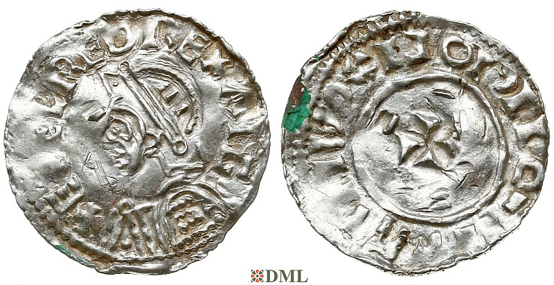 Денарий, Швеция, Imitation of a helmet / small cross denarius” of Aethelred II