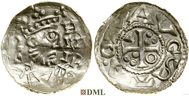 Денарий, Германия, Швабия, Heinrich II (1002-1024), м.д. Augsburg, Hahn 1976, 145.36