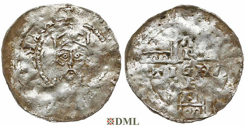 Денарий, Германия, Швабия, Heinrich II (1002-1024), м.д. Strassburg, Dbg. 919