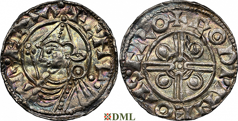 Денарий, Англия, Cnut (1016-1035), м.д. Shrewsbury, монетарий Godwine, North 787
