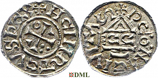 Денарий, Германия, Бавария, Heinrich II (1002-1024), м.д. Regensburg, монетарий ECCO, Hahn 1976, 27c1