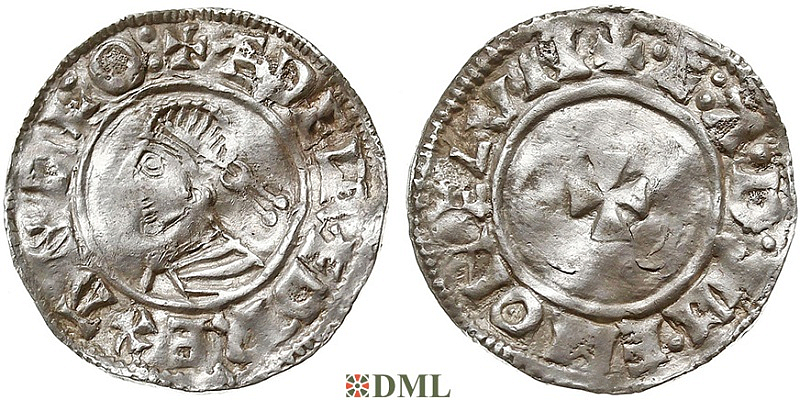 Денарий, Англия, Æthelred II (978-1016), м.д. London, монетарий Eadwine, North 777