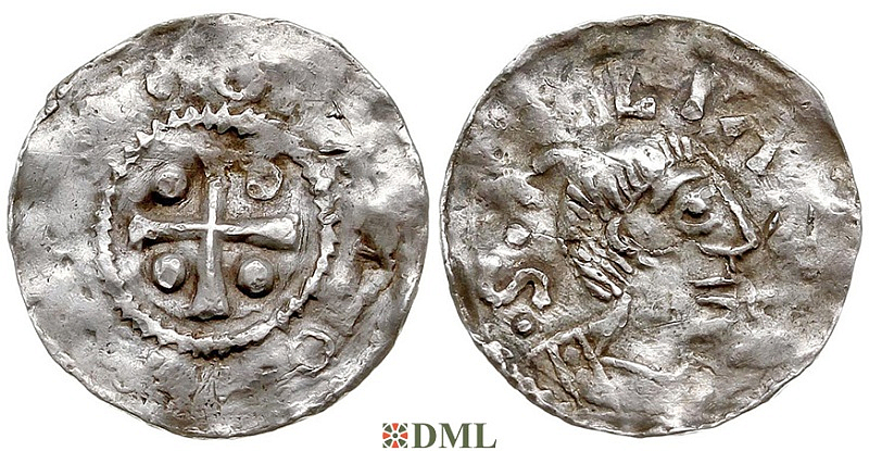 Денарий, Германия, Франкония, Otto III (983-1002), м.д. Wurzburg, Dbg. 856