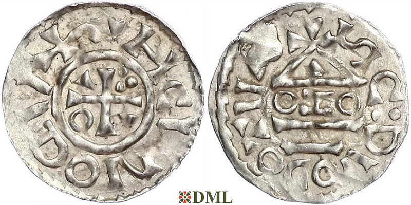 Денарий, Германия, Бавария, Heinrich II (1002-1024), м.д. Salzburg, монетарий OZO, Hahn 1976, 89a5