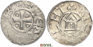 Денарий, Германия, Саксония, Otto III (983-1002), м.д. Goslar, type OAP