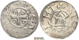 Денарий, Германия, Саксония, Otto III (983-1002), м.д. Goslar, type OAP