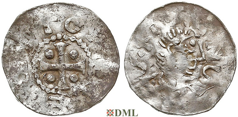 Денарий, Германия, Франкония, Otto III (983-1002), м.д. Wurzburg, Dbg. 856