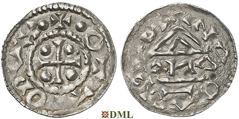 Денарий, Германия, Бавария, Otto I (973-982) м.д. Nabburg, монетарий ΔИΔ, Hahn 1976, 70a3