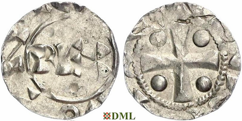 Денарий, Германия, Нижняя Лотарингия, Heinrich II (1002-1024), м.д. Deventer, Ilisch 2000, 1.5