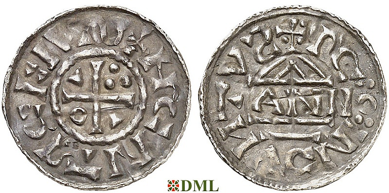 Денарий, Германия, Бавария, Heinrich II (1002-1024), м.д. Regensburg, монетарий ANNO, Hahn 1976, 27a3