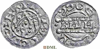 Денарий, Германия, Нижняя Лотарингия, Bruno III (1050-1057), м.д. Dokkum, Ilisch 2000, 21.19