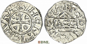 Денарий, Германия, Бавария, Heinrich II (1002-1024), м.д. Regensburg, монетарий MΛCCO, Hahn 1976, 27f1