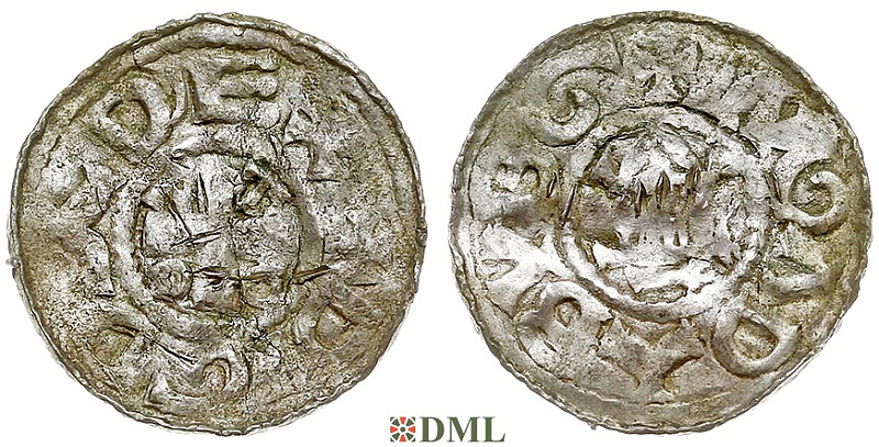 Денарий, Германия, Саксония, Otto III (983-1002), м.д. Magdeburg, Dbg. 639