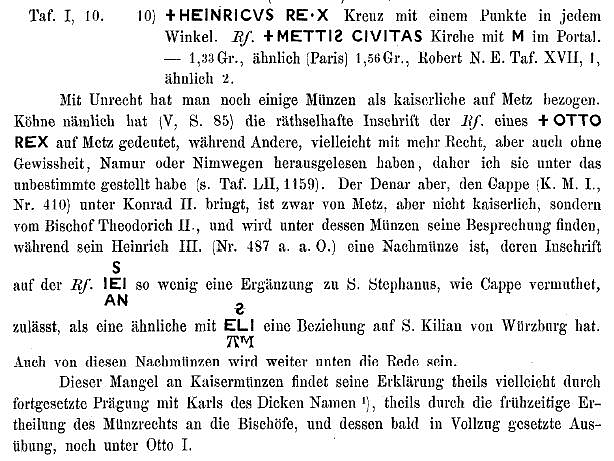 Денарий, Германия, Верхняя Лотарингия, Heinrich I (919-936), м.д. Metz, Dbg. 10