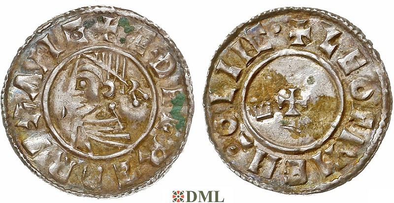 Денарий, Англия, Æthelred II (978-1016), м.д. Lincoln, монетарий Leofpine, North 777
