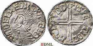 Денарий, Англия, Æthelred II (978-1016), м.д. London, монетарий Spetinc, North 774