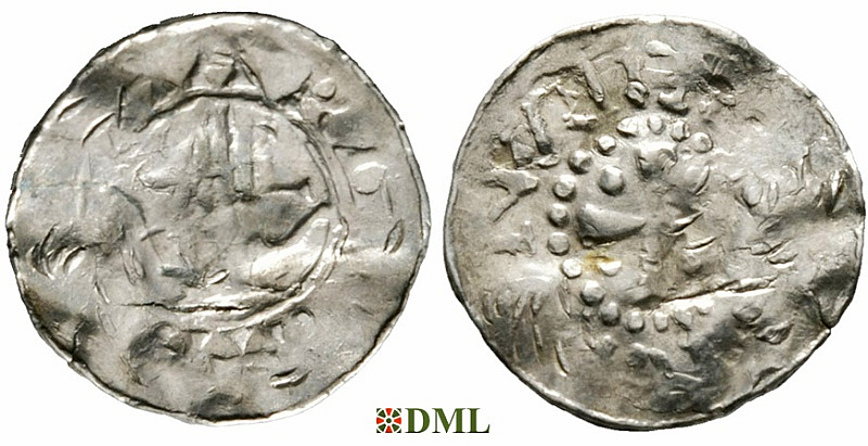 Денарий, Германия, Саксония, Bernard II (1011-1059), м.д. Luneburg, Dbg. 590