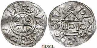 Денарий, Германия, Бавария, Heinrich II (1002-1024), м.д. Regensburg, монетарий CICII, Hahn 1976, 27b1.1