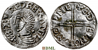 Денарий, Англия, Æthelred II (978-1016), м.д. Lincoln, монетарий Æthelnoth, North 774