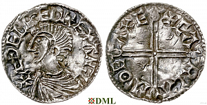 Денарий, Англия, Æthelred II (978-1016), м.д. Exeter, монетарий Carla, North 774