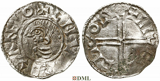 Денарий, Дания, Knut (1018-1035), м.д. Lund, монетарий Lifinc